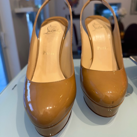 Christian Louboutin Nude Patent Slingback Heels size 37/6.5 - Picture 4 of 15